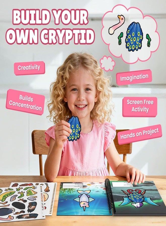 PARTYWIND Cryptid Construction Kit Sticker Book for Kids, Build Your Own Cryptid Animals Sticker Book with 16 Scenes, Airplane Car Travel Essentials Activities Toys for Toddlers Ages 3-5 - Image 2